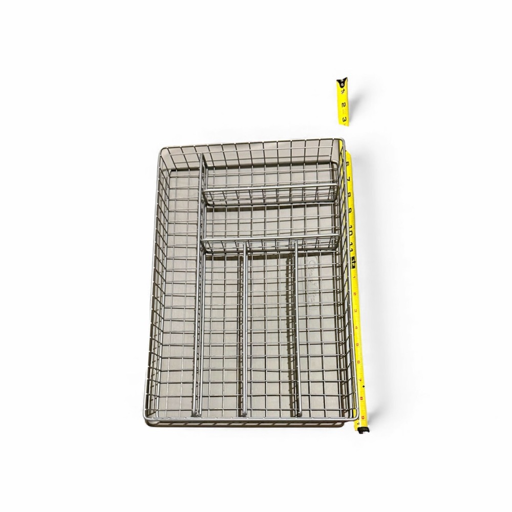 Silver Metal Silverware Divider Organizer Basket